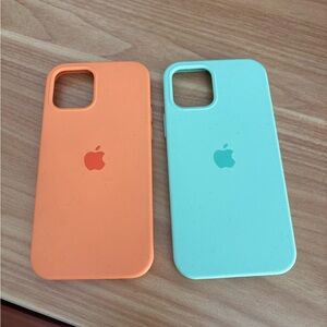 Apple Silicone Cases for iPhone 12/12 Pro Orange and Blue